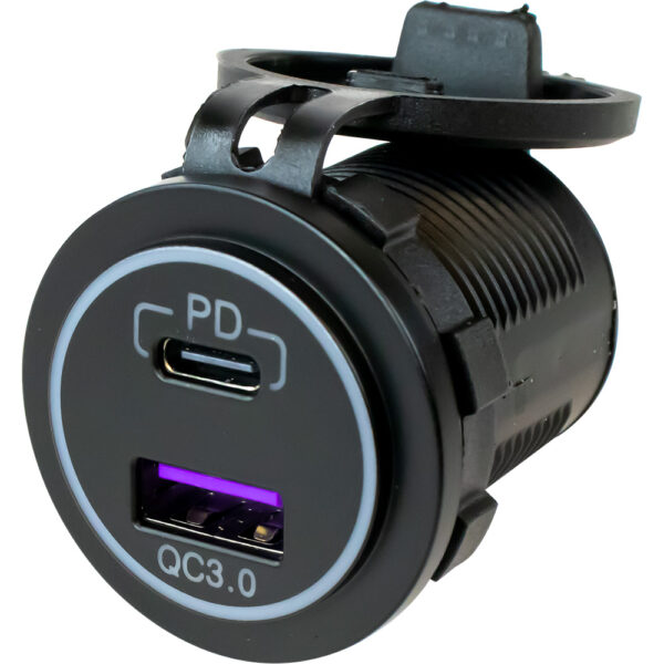 Sea-Dog USB 3.0 & USB-C Power Socket w-Out Light