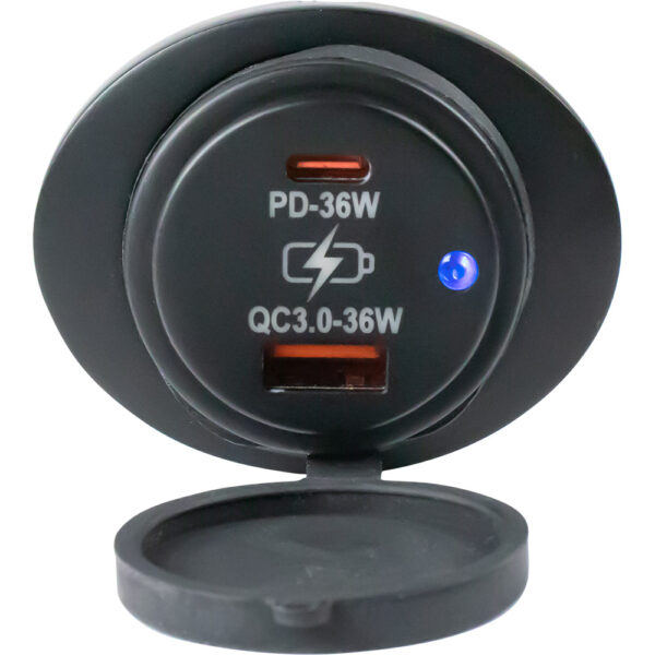 Sea-Dog Oval Surface Mount USB 3.0 & USB-C Power Socket - Image 2