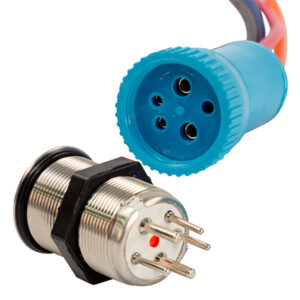 Bluewater 22mm In Rush Push Button Switch - Off-On Contact - Blue-Red LED