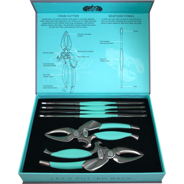 Toadfish Crab-Lobster Tool Set - 2 Shell Cutters & 4 Seafood Forks