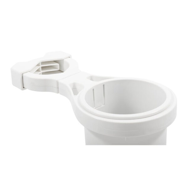 Camco Clamp-On Rail Mounted Cup Holder - Large for Up to 2" Rail - White - Image 2