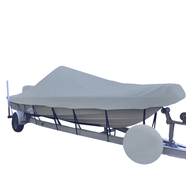 Carver Sun-DURA Narrow Series Styled-to-Fit Boat Cover f-23.5' V-Hull Center Console Shallow Draft Boats - Grey