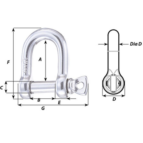 CW94414 1 Wichard HR D Shackle - Diameter 15-64"