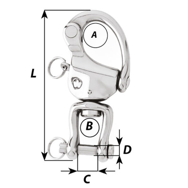Wichard HR Snap Shackle With Clevis Pin Swivel - 120mm Length - 4-23-32" - Image 2