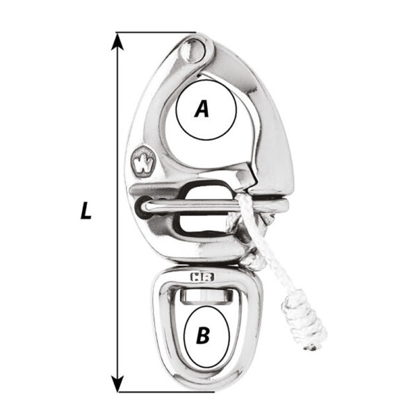Wichard HR Quick Release Snap Shackle With Swivel Eye - 80mm Length - 3-5-32" - Image 2