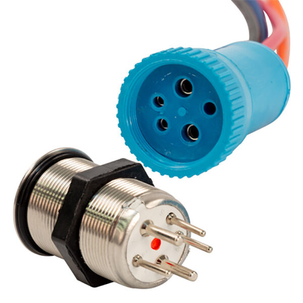 Bluewater 22mm Push Button Switch - Off-On-On Contact - Blue-Green-Red LED - 4' Lead