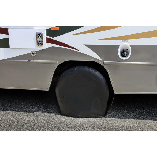 Camco 24-26 Black Vinyl Wheel & Tire Cover - 2 Pack - Image 3