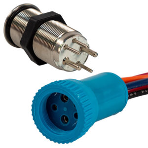 Bluewater 19mm Push Button Switch - Off-On-On Contact - Blue-Green-Red LED - 4' Lead