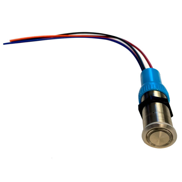 Bluewater 19mm Push Button Switch - Off-On-On Contact - Blue-Green-Red LED - 4' Lead - Image 2
