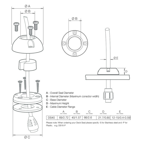 Scanstrut DS40-S Vertical Cable Seal - Stainless Steel - Image 2