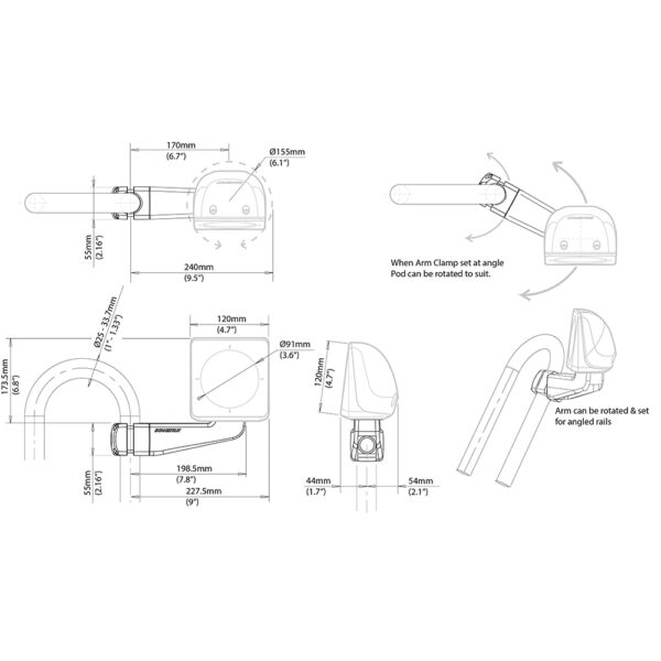 Scanstrut Scanpod Single Instrument Pod -Precut- Arm Mounted - Fits 1" - 1.3" Rails - Image 2
