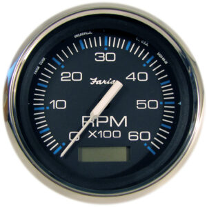 Faria Chesapeake Black 4" Tachometer w-Hourmeter - 6000 RPM (Gas) (Inboard)