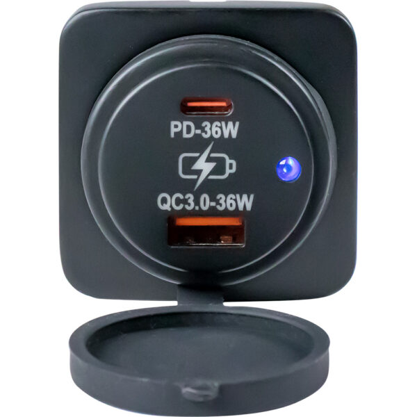 Sea-Dog USB A - USB C Square Surface Mount Power Socket - Image 2