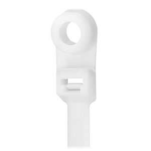 Pacer 8" Cable Tie w-Mounting Ring - Natural Color - 50lb Tensile Strength - 2" Bundle Diameter - 100 Piece Bag