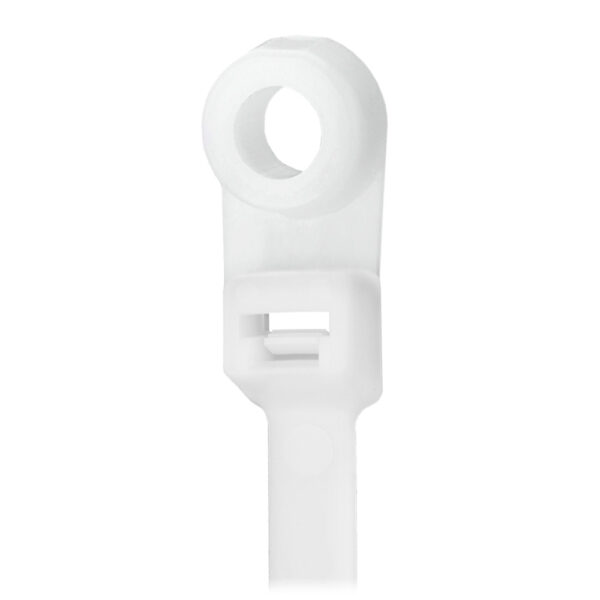 Pacer 8" Cable Tie w-Mounting Ring - Natural Color - 50lb Tensile Strength - 2" Bundle Diameter - 100 Piece Bag
