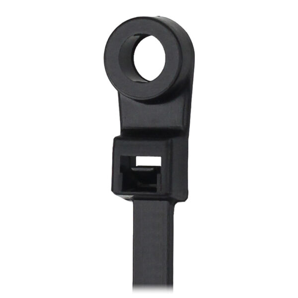 Pacer 8" Cable Tie w-Mounting Ring - Black - 50lb Tensile Strength - 2" Bundle Diameter - 100 Piece Bag