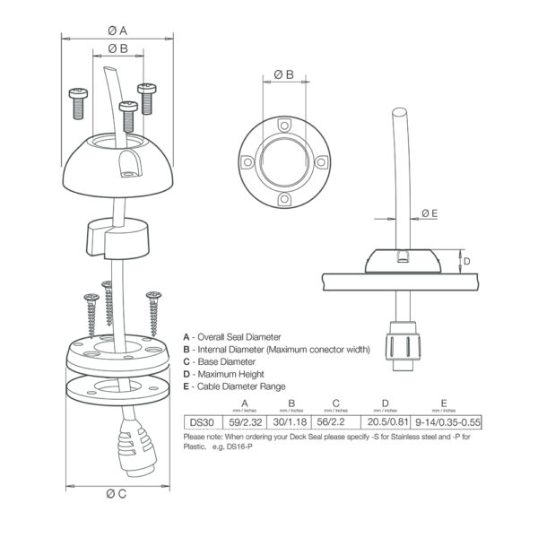 Scanstrut DS30-S Vertical Cable Seal - Stainless Steel - Image 2
