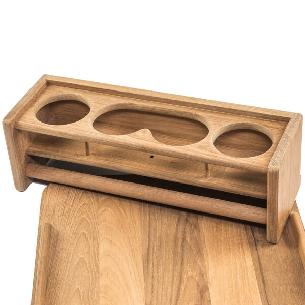 Whitecap Teak Drinkholder w-Removable Cockpit Table Top - Holds 4 Glasses - Image 3