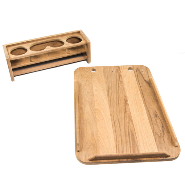 Whitecap Teak Drinkholder w-Removable Cockpit Table Top - Holds 4 Glasses - Image 2
