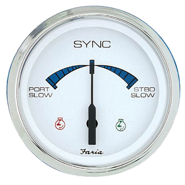 Faria 4" Chesapeake SS White Engine Synchronizer - Dual Gas & Var Ratio Alt Diesel