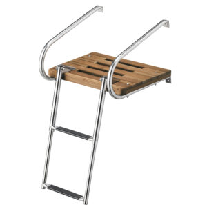 Whitecap Teak Swim Platform w-2-Step Telescoping Ladder f-Boats w-Inboard-Outboard Motors