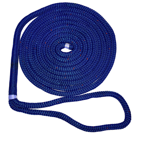 New England Ropes 1-2" Double Braid Dock Line - Blue w-Tracer - 15'