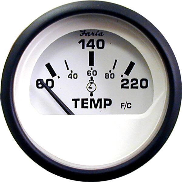 Faria Euro White 2" Cylinder Head Temperature Gauge (60 - 220 F)