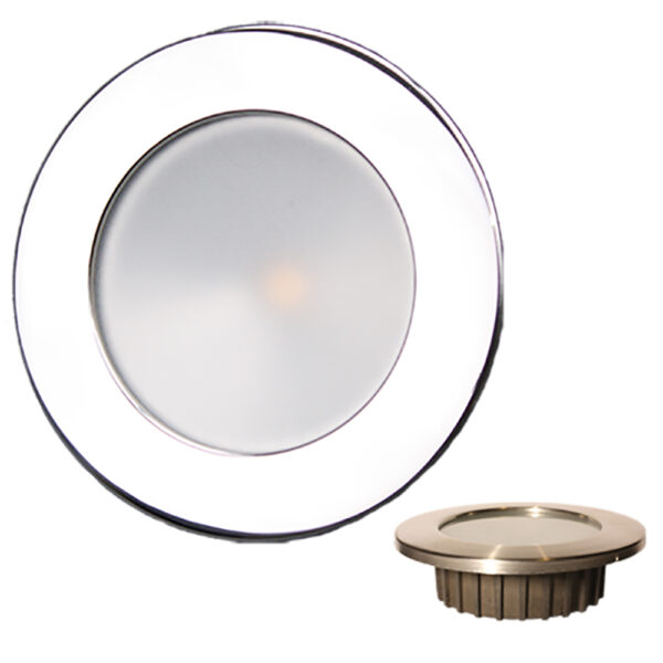 Lunasea ZERO EMI Recessed 3.5 LED Light - Warm White, Red w-Polished Stainless Steel Bezel - 12VDC