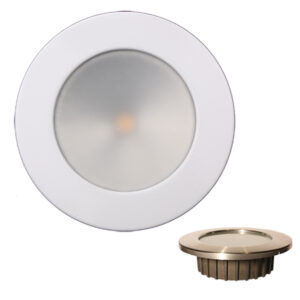 Lunasea ZERO EMI Recessed 3.5 LED Light - Warm White w-White Stainless Steel Bezel - 12VDC