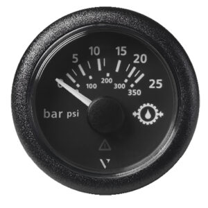 Veratron 52MM (2-1-16") ViewLine Transmission Oil Pressure 25 Bar-350 PSI - Black Dial & Round Bezel
