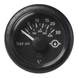Veratron 52MM (2-1-16") ViewLine Transmission Oil Pressure 30 Bar-435 PSI - Black Dial & Round Bezel