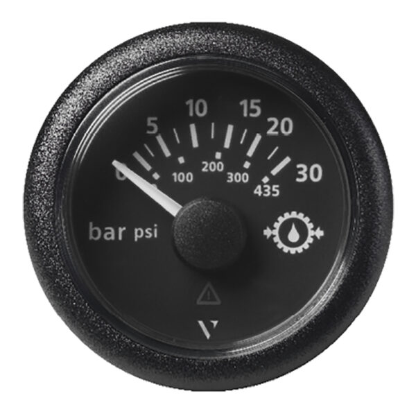 Veratron 52MM (2-1-16") ViewLine Transmission Oil Pressure 30 Bar-435 PSI - Black Dial & Round Bezel