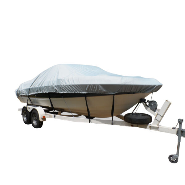 Carver Flex-Fit PRO Polyester Size 4 Boat Cover f-V-Hull & Tri-Hull Boats I-O or O-B - Grey