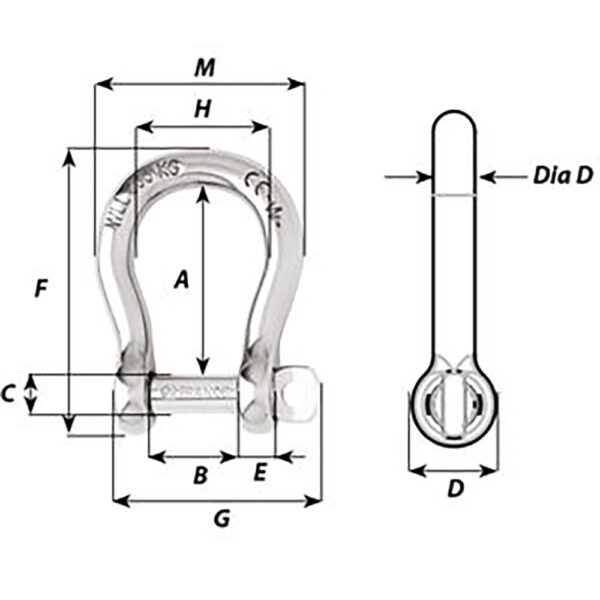 Wichard Self-Locking Bow Shackle - Diameter 5mm - 3-16" - Image 2