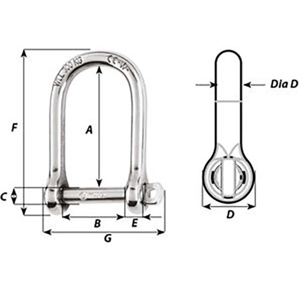 Wichard Self-Locking Large Shackle - Diameter 5mm - 3-16" - Image 2