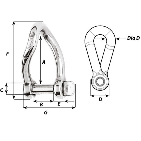 Wichard Self-Locking Twisted Shackle - 10mm Diameter - 13-32" - Image 2