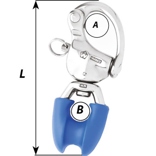 Wichard HR Snap Shackle With Thimble Eye - 110mm Length - 4-21-64" - Image 2
