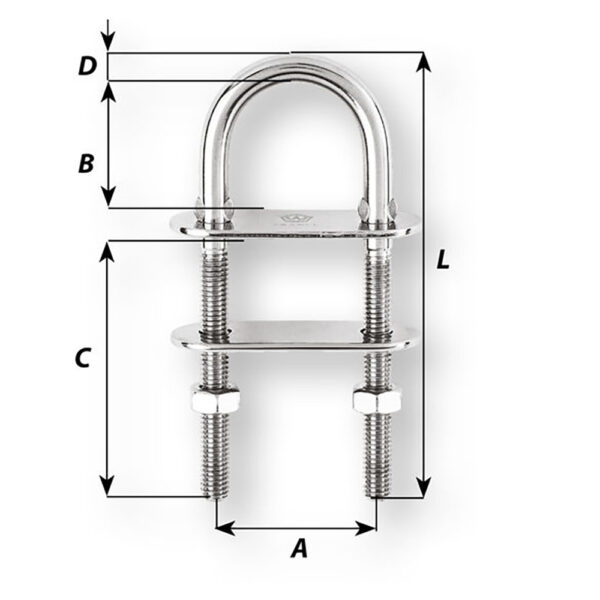 Wichard U-Bolt Pad Eye - 10mm Diameter - 25-64" - 90mm Length - 3-35-64" - Image 2