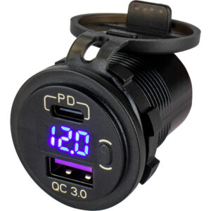 Sea-Dog Round USB & USB-C Power Socket w-Hidden Voltmeter
