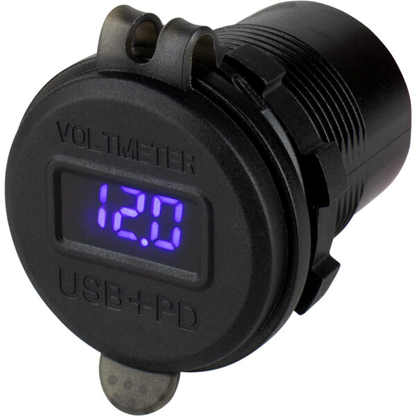 Sea-Dog Round USB & USB-C Power Socket w-Hidden Voltmeter - Image 2