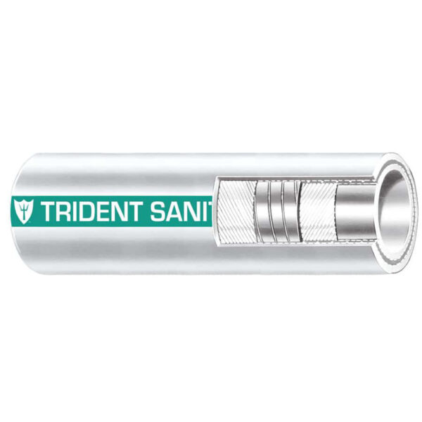 Trident Marine 1-1-2" x 50' Coil Premium Marine Sanitation Hose - White w-Green Stripe
