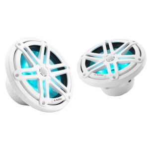 JL Audio M3 Series 7.7" Marine Coaxial Speakers w-Gloss White Sport Grilles w-RGB LED Lighting - M3-770X-S-Gw-i