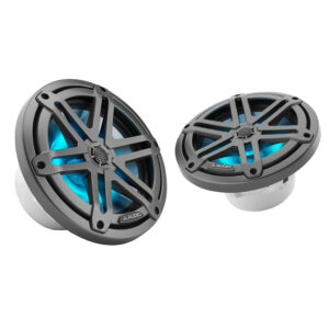 JL Audio M3 Series 7.7" Marine Coaxial Speakers w-Grey Metallic Sport Grilles w-RGB LED Lighting - M3-770X-S-Gm-i