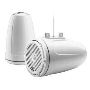 JL Audio M3 Series 7.7" Enclosed Tower Coaxial System w-Gloss White Classic Grille - M3-770ETXv3-Gw-C-Gw