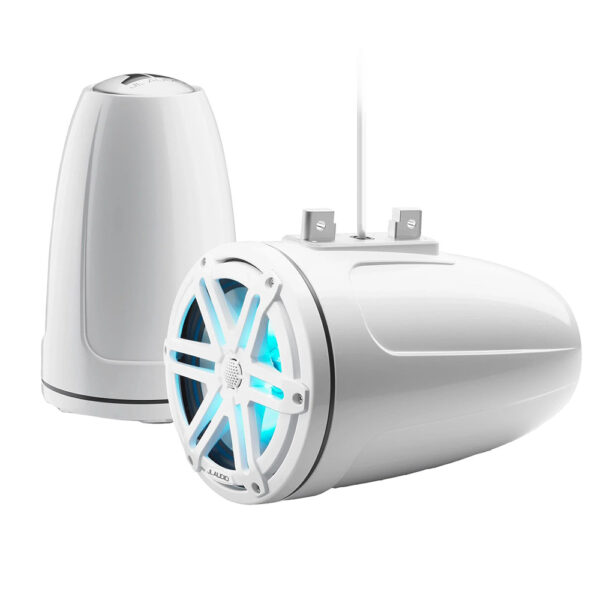 JL Audio M3 Series 7.7" Enclosed Tower Coaxial System w-Gloss White Sport Grille & RGB LED Lighting - M3-770ETXv3-Gw-S-Gw-i
