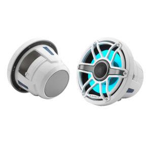 JL Audio M6 Series 8.8" Marine Coaxial Speakers w-Gloss White Sport Grille  LED Lighting - M6-880X-S-GwGw-i