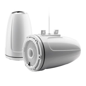 JL Audio M6 Series 7.7" Enclosed Tower Coaxial System w-Gloss White Classic Grille - M6-770ETXv3-Gw-C-3Gw