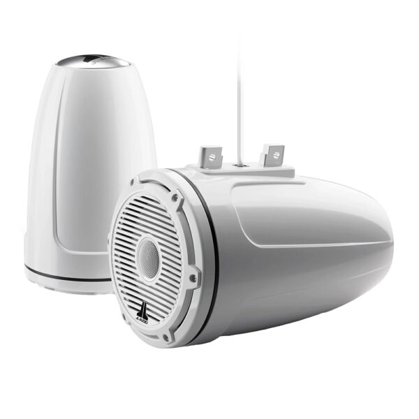 JL Audio M6 Series 7.7" Enclosed Tower Coaxial System w-Gloss White Classic Grille - M6-770ETXv3-Gw-C-3Gw