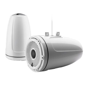 JL Audio M6 Series 8.8" Enclosed Tower Coaxial System w-Gloss White Classic Grille & Black Tweeter Mesh - M6-880ETXv3-Gw-C-GwGw