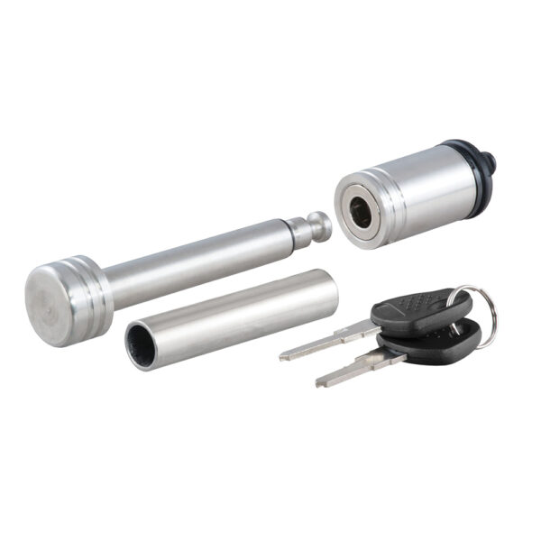 CURT 1-2" Hitch Lock w-5-8" Adapter - 1-1-4" or 2" Receiver - Barbell- Stainless Steel